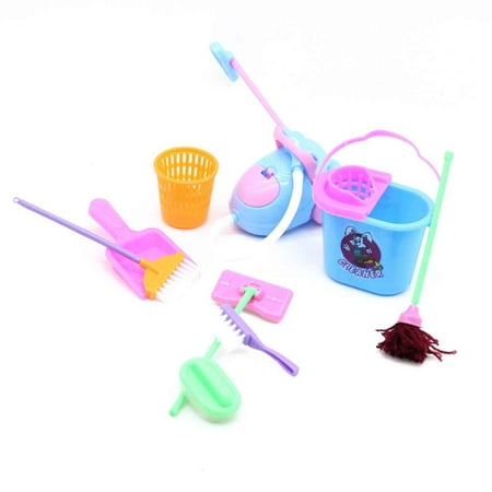 9Pcs Household Girl Dolls Toys Cleaning Tools Kit simulation cleaner Toy  cleaning Children Plastic Simulation Furniture Cleaner Set