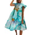 thumbnail image 1 of Gibobby Vestido largo para mujer Vestido suelto informal con estampado de flores y manga con volantes para mujer, informal, para primavera y verano(Verde,XXL), 1 of 4