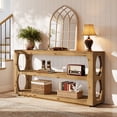 thumbnail image 6 of Finmind Solid Wood Console Table with 3-Tier Storage Shelf, 63" Long Farmhouse Entryway Sofa Table for Hallway, Living Room, Foyer, Light Brown, 6 of 10
