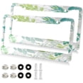 thumbnail image 2 of Coolnut Watercolor Leaves License Plate Frame 2 Pack 2 Holes Car Aluminum License Plate Holder Automotive Parts Decoration Universal with Screw Caps Cover, 2 of 7