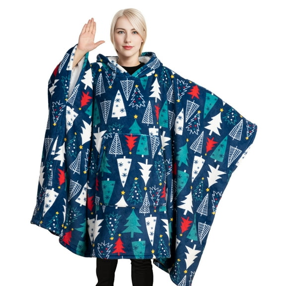 Gogreen Official Oversized Hoodie Sherpa Fleece Bed Blanket, Ultra Comfortable Kangaroo Pocket