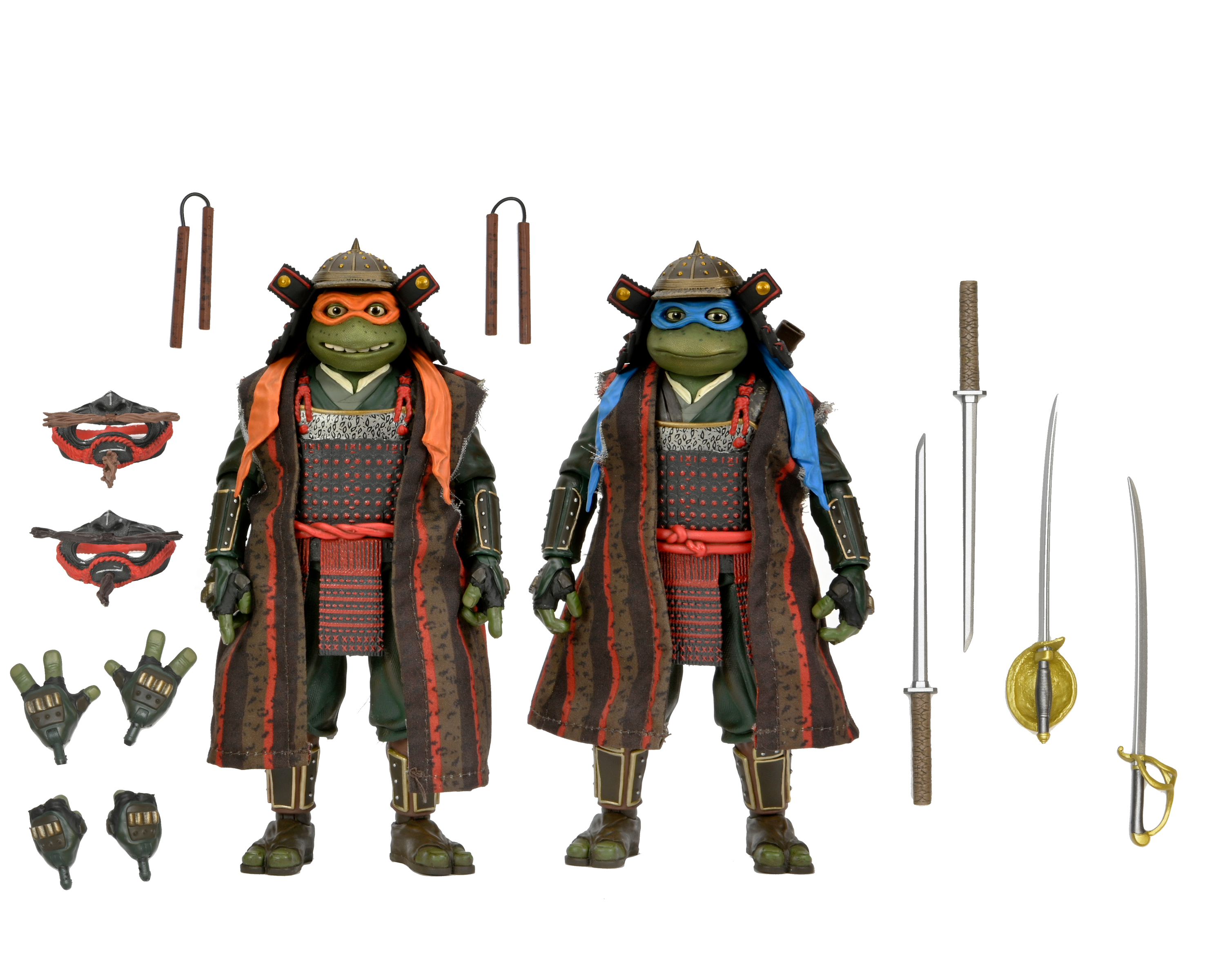 NECA Teenage Mutant Ninja Turtles 3 (Movie) - 7 inch Scale Action Figures - Leonardo & Michelangelo 2 Pack, Size: 7 Figures, Brown