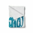 thumbnail image 2 of Aloha Soft Flannel Fleece Blanket, Curvy Bold Hand Lettering Illustration Tropical Oceanic Print Vacation Vibes, Cozy Plush for Indoor and Outdoor Use, 60" x 80", Sea Blue and White, by Ambesonne, 2 of 6