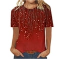 thumbnail image 2 of Aqestyerly T-Shirt à Manches Courtes en Solde, Mode Décontractée Imprimée Col Rond pour Femmes, Blouse à Manches Courtes pour une Élégance Élégante/vin(L), 2 of 4