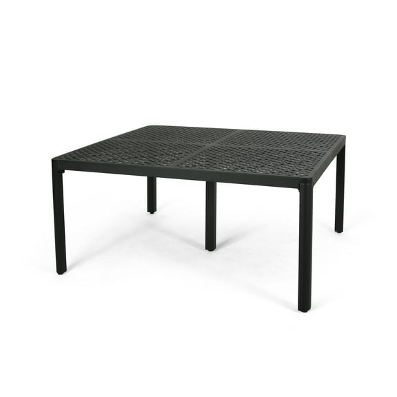 Noble House Tahoe Outdoor Aluminum Dining Table in Matte Black