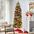 thumbnail image 2 of 6 ft/7.5 ft Pencil Christmas Tree, Prelit Artificial Xmas Tree with 200/300 Led Lights, Decorations, Slim Full Christmas Tree, Skinny Hinged Christmas Tree for Party, Home and Office, 2 of 8