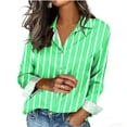 thumbnail image 4 of Miqool Satin Shirts for Women Striped Long Sleeve Collared Button Down Dressy Blouses Soft Work Office Tops, 4 of 5