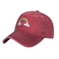 thumbnail image 2 of DouZhe Adjustable Washed Cotton Baseball Cap - Cartoon Rainbow Prints Vintage Dad Hat Unisex Sports Caps (Red), 2 of 7