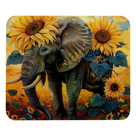 PhooArto Comfortable Mouse Pad Ephant Sunflowers Floral Desktop Mousepad , 21 x 25 cm Mouse Mat, Non-Slip Rubber Base, Improves Speed and Precision