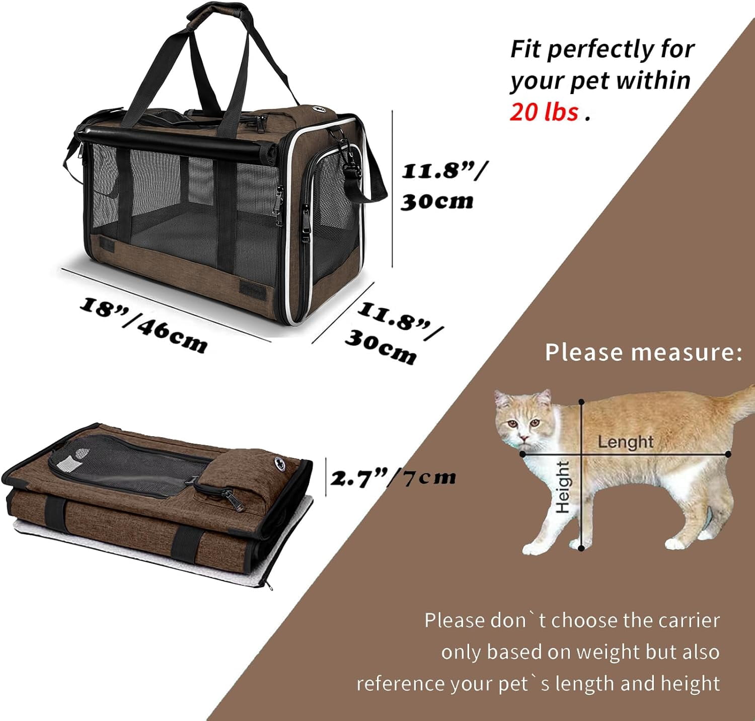Pet Carrier for Large and Medium Cats, Soft-Sided Pet Carrier for Big Medium Cats and Puppy Dog Carriers Cat Carriers, Pet Privacy Protection Travel Carrier