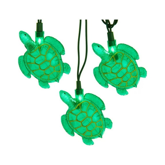KSA 10-Count Green Sea Turtle Christmas Lights, 12ft Green Wire
