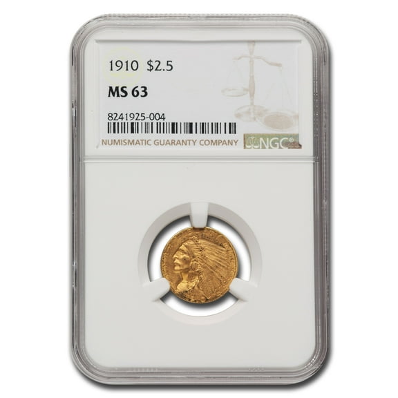 1910 $2.50 Indian Gold Quarter Eagle MS-63 NGC