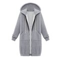 thumbnail image 4 of Oversized Hoodies for Women Zip Up Knee Length Tunic Sweatshirts Casual Long Sleeve Spring Hooded Jackets With Pocket, 4 of 9