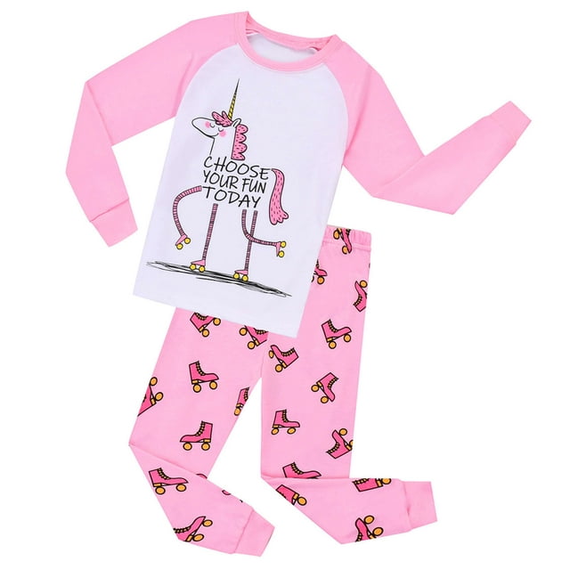 Aolyty Toddler Girls Unicorn Pajamas Set Long Sleeve Pjs 3T