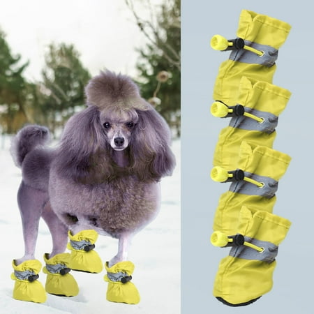 Jacenvly Christmas Decorations Indoor Dog Shoes for Small Dogs Dog Shoes Paw Protector with Reflective Straps Non Slip and Water Proof Dog Booties Puppies 4Pc Fall Decor