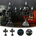 thumbnail image 3 of XEOVHV Halloween Skull Head LED Light, 5.9 Inch Black Silver Color Flameless Plastic Halloween Skeleton Candle Lamp for Home Office Halloween Party Decorations (Green Light), 3 of 7