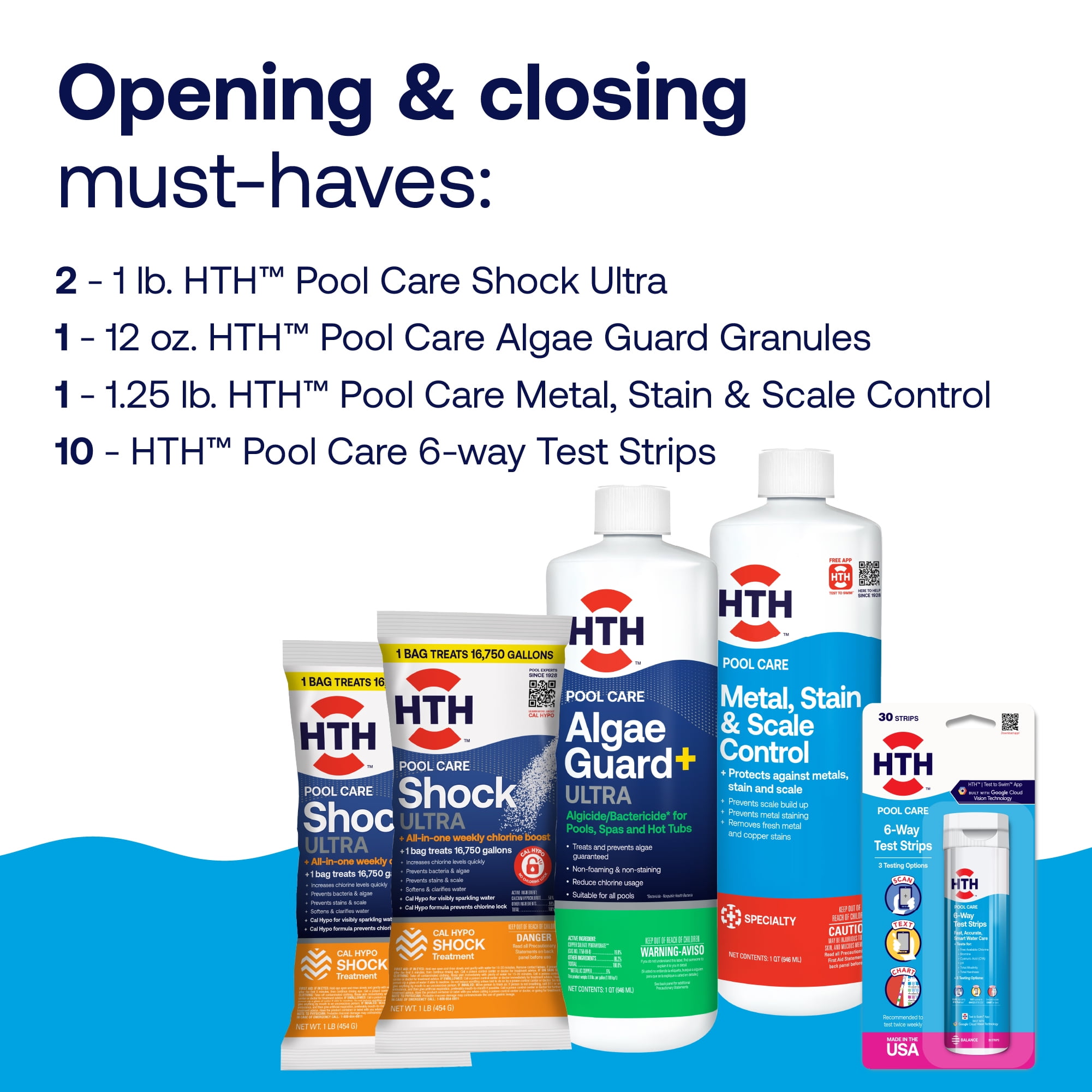 HTH Pool Care Shock Treatment — Granules (Form), 4 lb — Pool Shock to sanitize and clear cloudy water — treats up to 20,000 gallons