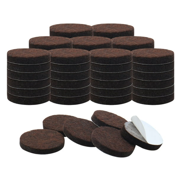 Almohadillas de fieltro para muebles de 60pcs, protector de suelo redondo para patas de silla, marrón oscuro 22 x 5mm