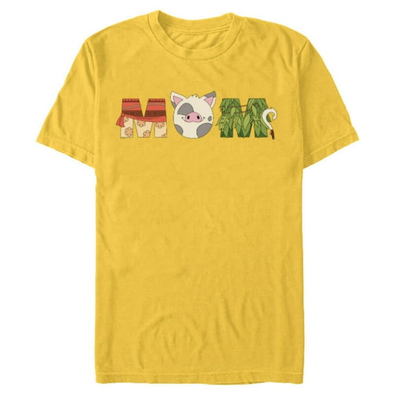 Disney Moana Letters Pua Maui Mother’s Day Birthday Best Mom - Short Sleeve Blended T-Shirt for Adults - Customized-Yellow