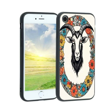 goat-floral-animals-237 phone case for iPhone SE 2020 for Women Men Gifts,Flexible Painting silicone Anti-Scratch Protective Phone Cover