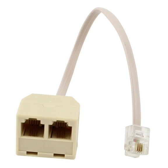 6P4C RJ11 Male to Dual Female Splitter Connector Plug Telepone Cable Adapter