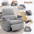thumbnail image 4 of BaseBeauty 26" Swivel Electric Recliners, Swivel Rocker Recliner with Cup Holders and Storage, Nursery Recliner Glider Chair with Adjustable Headrest, White, 4 of 8