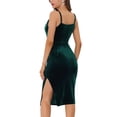 thumbnail image 3 of INSPIRE CHIC Women's Dresses Velvet Cowl Neck Sleeveless Bodycon Side Slit Adjustable Strap Midi Dresses L Dark Green, 3 of 6
