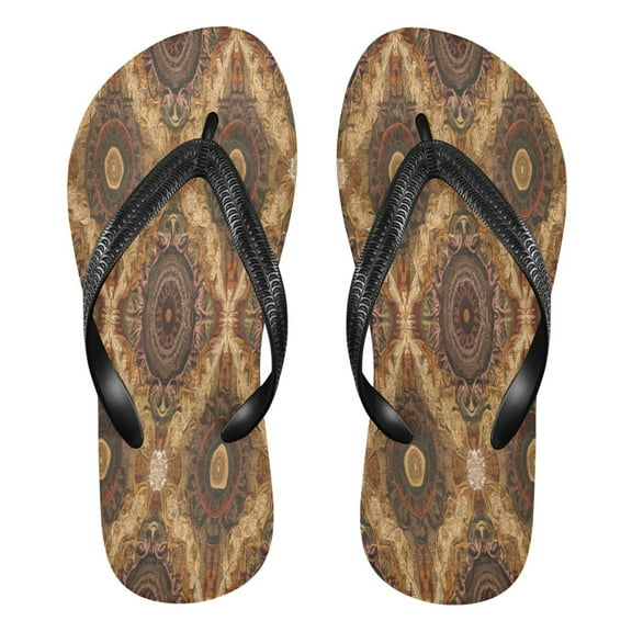 YAZAOOSummer Flip Flops Creatively Ornate Tapestry Simple Beach Sandals