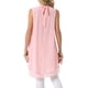 thumbnail image 3 of INSPIRAR CHIC Blusas sin mangas de gasa para mujer con cuello alto, lazo en la espalda, dobladillo alto-bajo, camiseta de verano, L rosa, 3 of 6