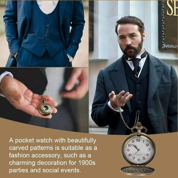 Reloj de bolsillo vintage Reloj de bolsillo de cuarzo con cadena Reloj de bolsillo para hombre Cadena Reloj de bolsillo con numeros romanos antiguos