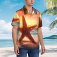 thumbnail image 3 of Gukieu Starfish Sunset Sea Beach Print Men's Short-sleeved Shirts, Button-down Lapel Hawaiian Shirts, T-shirts, Beach Vacation Summer Casual Wear,Medium, 3 of 7