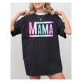 thumbnail image 1 of Neck Tee T-shirt Checkered Mama Unisex Apparel Relaxed Fit Printed Top Womenswear, 1 of 6