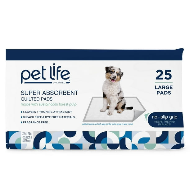 Pet Life Unlimited NoSlip, Super Absorbent, Quilted Dog Pads, Size