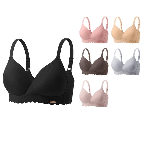 Antinious Women Plus Size Wireless Bras Push Up Solid Soft Everyday Comfortable