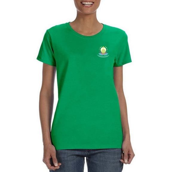 Lotus Flower Silhouette Pocket Design Women Kelly Green Yoga T-Shirt, Female Large