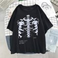 thumbnail image 1 of Camiseta divertida para mujer, ropa de calle de manga corta, Tops de gran tamaño con estampado de calavera oscura, huesos, corazón y pulmón, Harajuku, 1 of 4