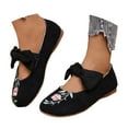 thumbnail image 3 of YLYL Women's Mary Jane Ballet Shoes Bow Flower Embroidery Comfortable Casual Slip on Walking Flats Shoes, 3 of 9