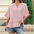 thumbnail image 2 of Womens Blouses for Work Going Out Tops Casual White Vneck Tshirts Shirts Plus Plus Size Blouses 3X Hot Pink, 2 of 6
