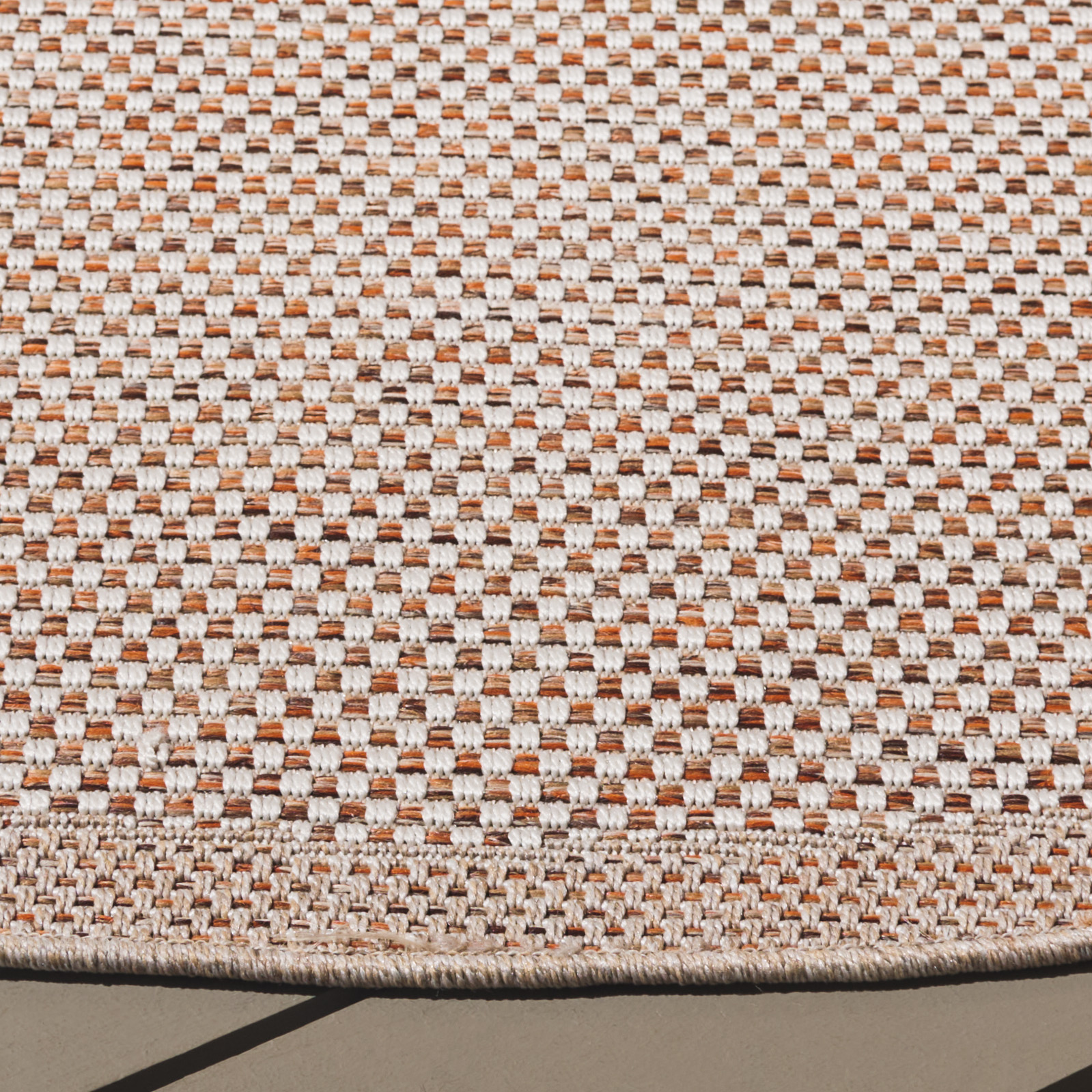 SAFAVIEH Sisal All-Weather Dixie Bordered Indoor/Outdoor Area Rug, Ivory/Orange Beige, 6'7" x 6'7" Round