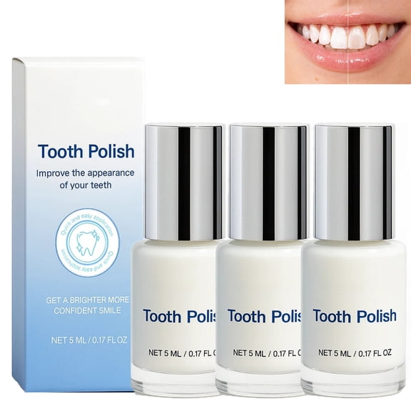 Tooth Polish, Cosmetic Tooth Polishing Liquid for Improving Tooth Appearance, Brush-On Formula, Portable Oral Care (3PC)