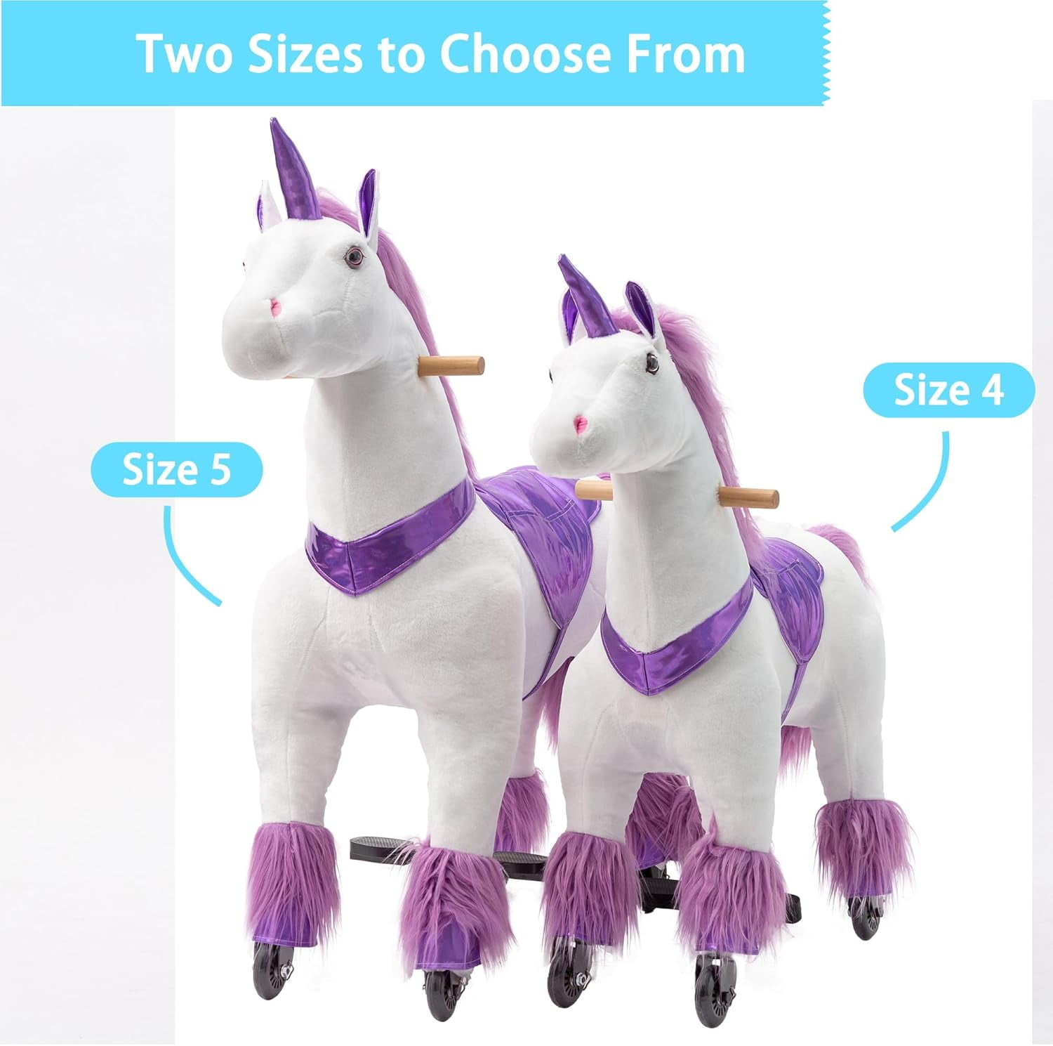 Ride on Unicorn, Cuoote Ride on Toys with Mechanical Walking Action, Plush Animal Rider for Girls 7 to Adult, No Battery Needed, Max Load 187 LBS