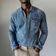 thumbnail image 1 of Ceisia Men's Spring Gift & Summer Vintage Casual Plaid Polychrome Zipper Turndown Collar Long-Sleeve Shirt - 320g Polyester Com fortable Beach &, 1 of 5