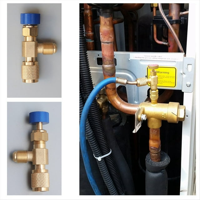 Válvula de aire acondicionado R22, boquilla de carga de 1/4", adaptador de seguridad para refrigerante fluoruro D, reparación de aire acondicionado
