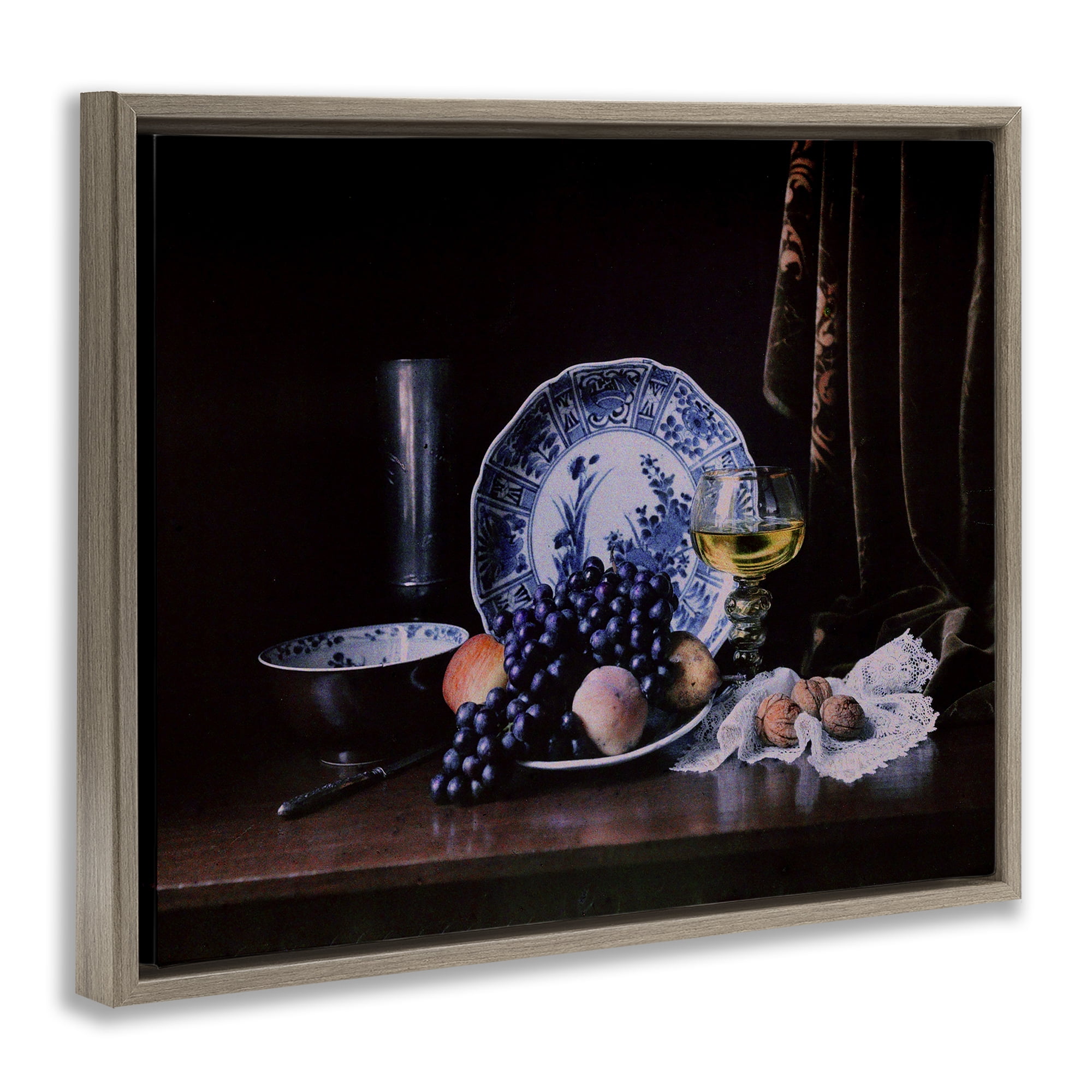 Stupell Industries Baroque Still Life Food & Beverage Photography Brown Floater Framed Canvas Art Print Wall Art, 21 x 17