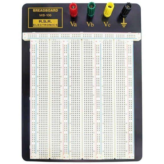 2390 Tie Point Solderless Breadboard with 4 Binding Posts, Metal Backplate
