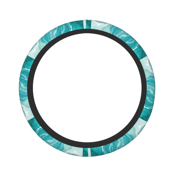 Logiee Teal Turquoise 1 Print Breathable Elastic Steering Wheel Cover, Non-Slip Stretch Steering Wheel Protector,Universal 15 Inch Fit Auto, Suvs, Truck