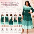 thumbnail image 3 of Bouncy Dress for Women Church, Pearl Midi Dress with Gradient Print, Elegant 3/4 Sleeve A-Line Swing Dress for Party, Wedding Guest & Special Occasions, 3 of 5