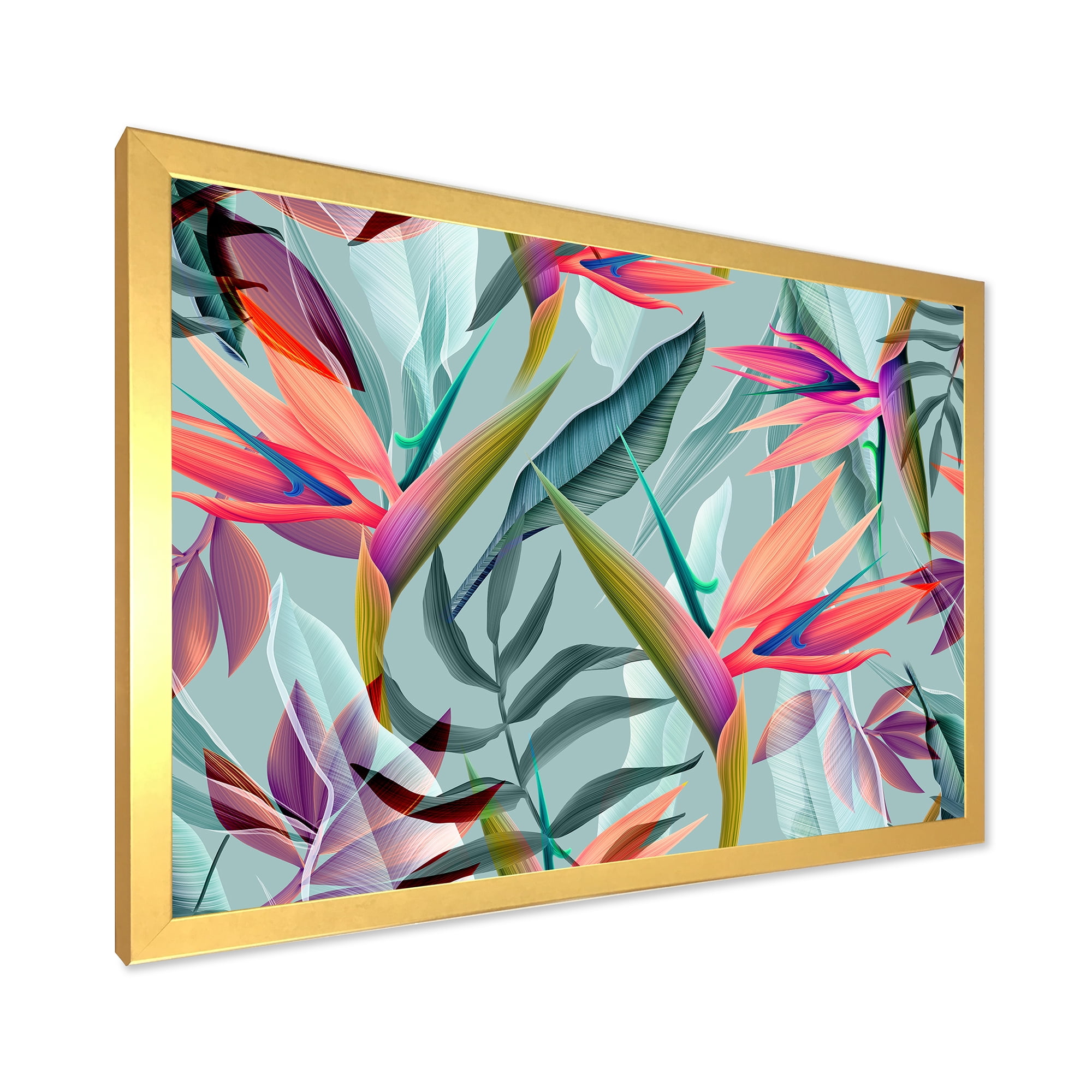 Designart 'VIntage Tropical Flowers V' Traditional Framed Art Print