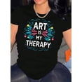 thumbnail image 1 of Art Relax Mon T-Shirt Graphique - T-Shirt Décontracté à Col Rond et Manches Courtes pour Femmes, Haut d'Été Confortable avec Mélange de Polyester Extensible Fête des Pères, Fête des Mères, Nouvel An, Festival du Printemps, Saint-Valentin, Indépendance, 1 of 6