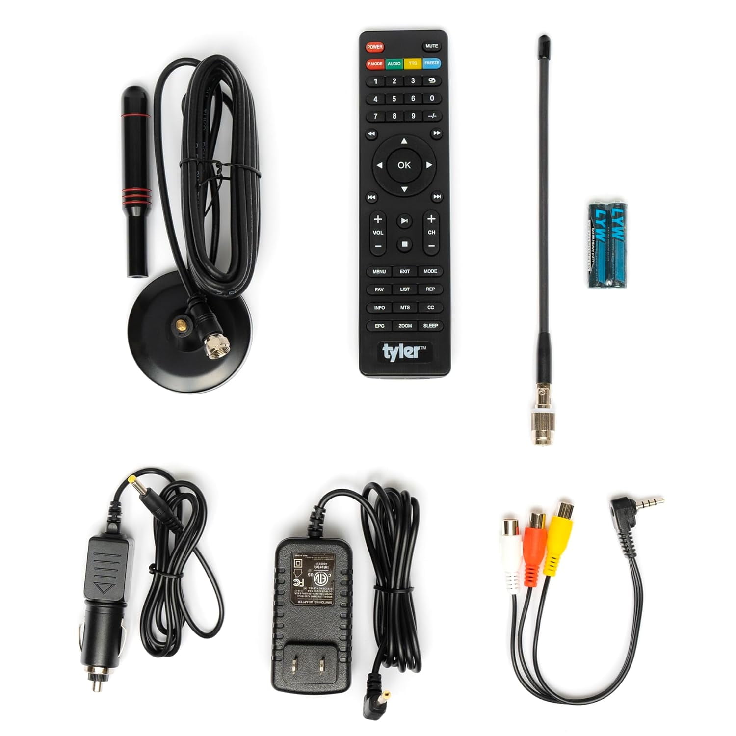 Tyler 13.3" Portable TV LCD Monitor, LED, Portable, with Battery Powered, Wireless Capability, HDMI, USB, RCA, AC/DC, FM Radio, Car Charger, Remote Control, Built in Stand, New